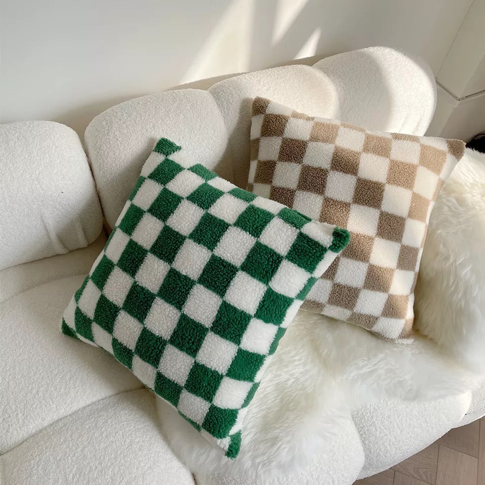 Green checkers pillow case